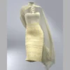 فستان أصفر مع وشاح