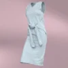 فستان سماوي بحزام كبير