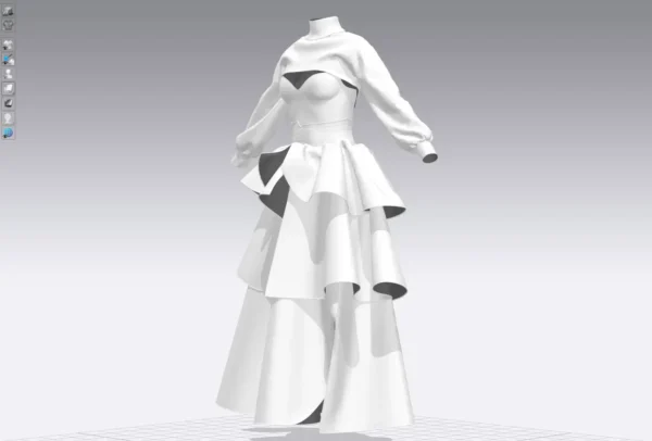 Layered dress with an Arabic Sadu print_Custom_View_11 فستان متعدد الطبقات بطبعة سدو عربي