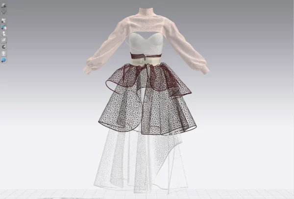 Layered dress with an Arabic Sadu print_Custom_View_16 فستان متعدد الطبقات بطبعة سدو عربي