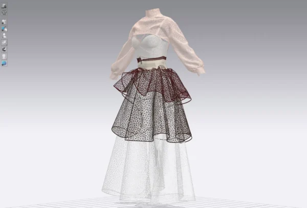 Layered dress with an Arabic Sadu print_Custom_View_17 فستان متعدد الطبقات بطبعة سدو عربي