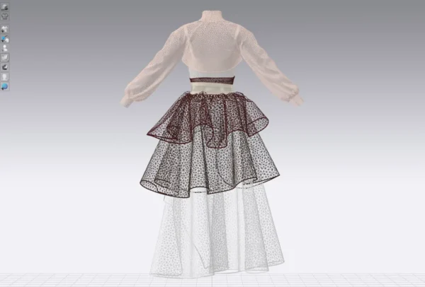 Layered dress with an Arabic Sadu print_Custom_View_19 فستان متعدد الطبقات بطبعة سدو عربي