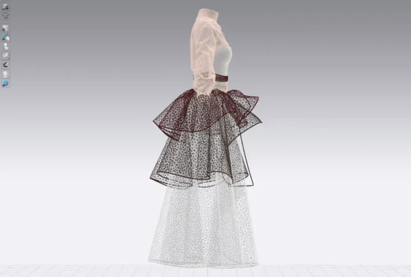 Layered dress with an Arabic Sadu print_Custom_View_20 فستان متعدد الطبقات بطبعة سدو عربي