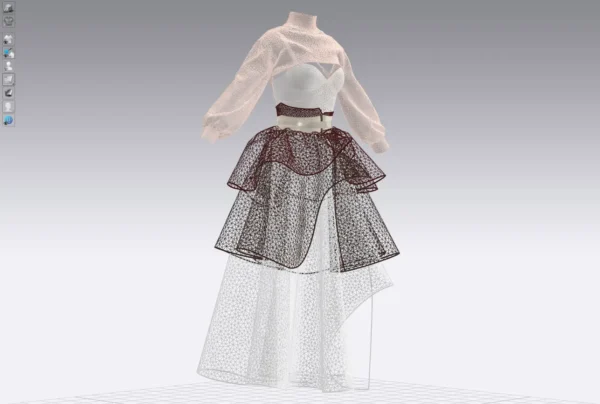 Layered dress with an Arabic Sadu print_Custom_View_21 فستان متعدد الطبقات بطبعة سدو عربي