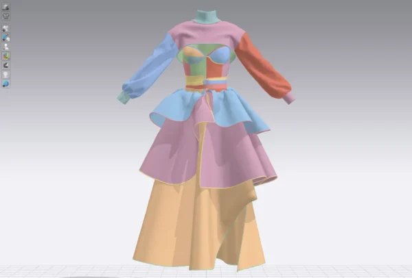 Layered dress with an Arabic Sadu print_Custom_View_24 فستان متعدد الطبقات بطبعة سدو عربي