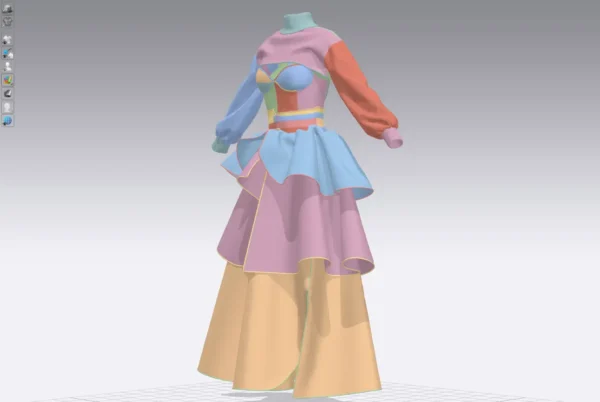 Layered dress with an Arabic Sadu print_Custom_View_25 فستان متعدد الطبقات بطبعة سدو عربي