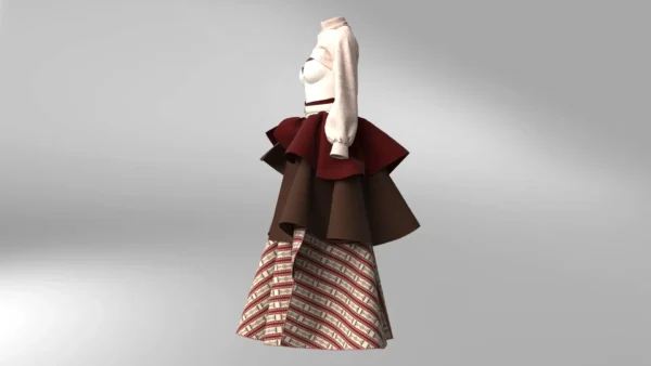 Layered dress with an Arabic Sadu print_Custom_View_3 فستان متعدد الطبقات بطبعة سدو عربي