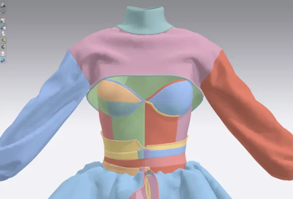 Layered dress with an Arabic Sadu print_Custom_View_30 فستان متعدد الطبقات بطبعة سدو عربي