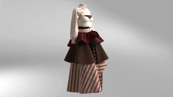 Layered dress with an Arabic Sadu print_Custom_View_4 فستان متعدد الطبقات بطبعة سدو عربي