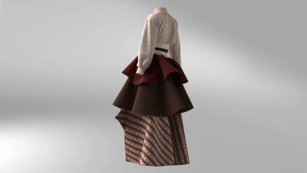 Layered dress with an Arabic Sadu print_Custom_View_5 فستان متعدد الطبقات بطبعة سدو عربي