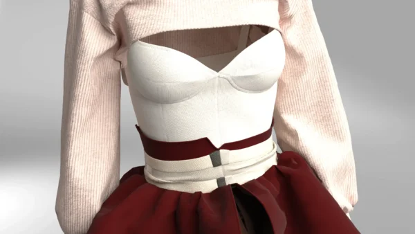 Layered dress with an Arabic Sadu print_Custom_View_7 فستان متعدد الطبقات بطبعة سدو عربي