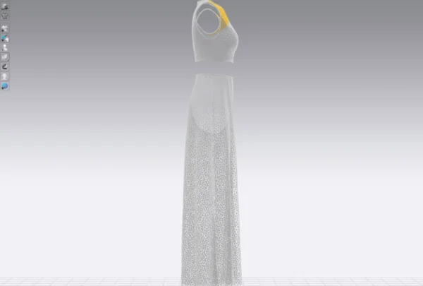 Pants and white blouse with an open belly with an Arabic Sadu print_Custom_View_11 بنطال وبلوزة بيضاء مع طباعة سدو