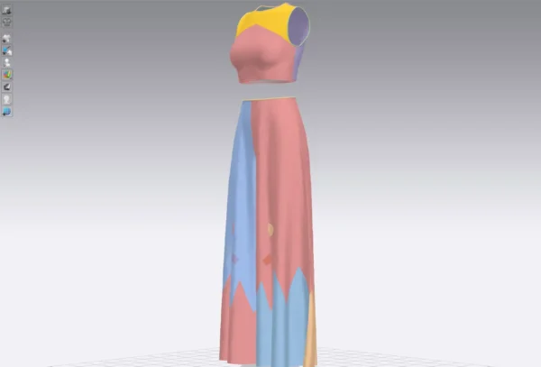 Pants and white blouse with an open belly with an Arabic Sadu print_Custom_View_15 بنطال وبلوزة بيضاء مع طباعة سدو