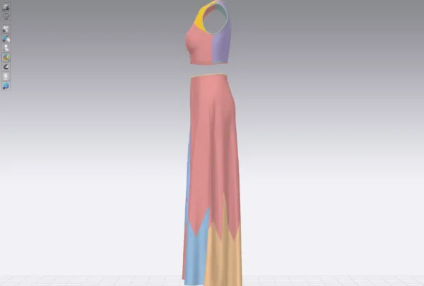 Pants and white blouse with an open belly with an Arabic Sadu print_Custom_View_16 بنطال وبلوزة بيضاء مع طباعة سدو