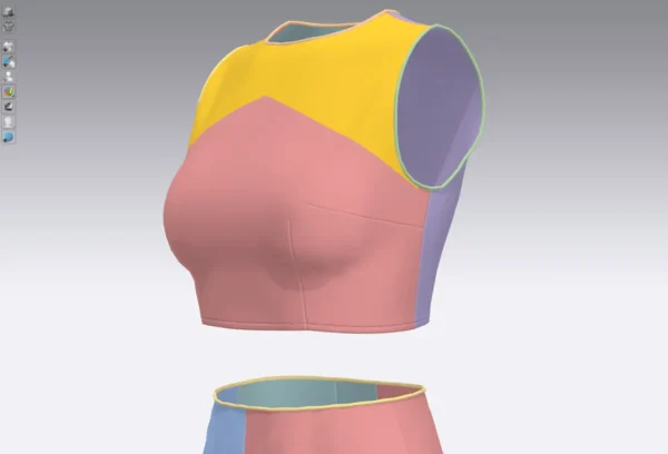 Pants and white blouse with an open belly with an Arabic Sadu print_Custom_View_19 بنطال وبلوزة بيضاء مع طباعة سدو