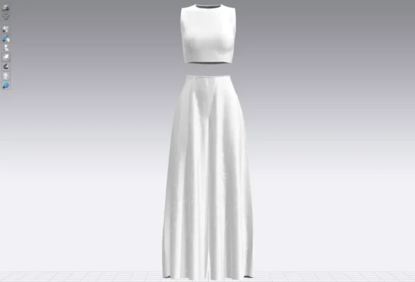 Pants and white blouse with an open belly with an Arabic Sadu print_Custom_View_5 بنطال وبلوزة بيضاء مع طباعة سدو