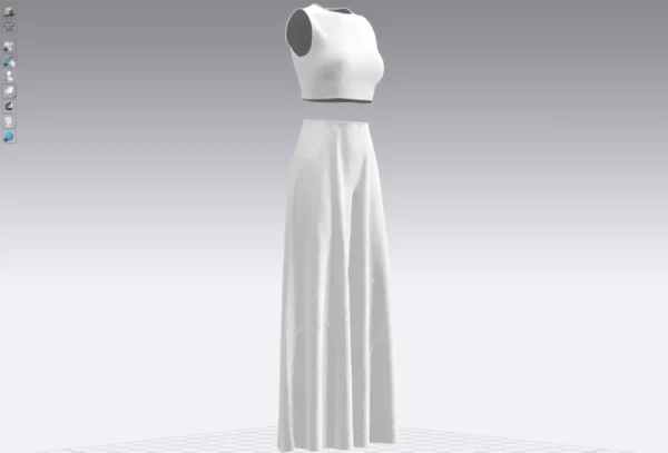 Pants and white blouse with an open belly with an Arabic Sadu print_Custom_View_6 بنطال وبلوزة بيضاء مع طباعة سدو