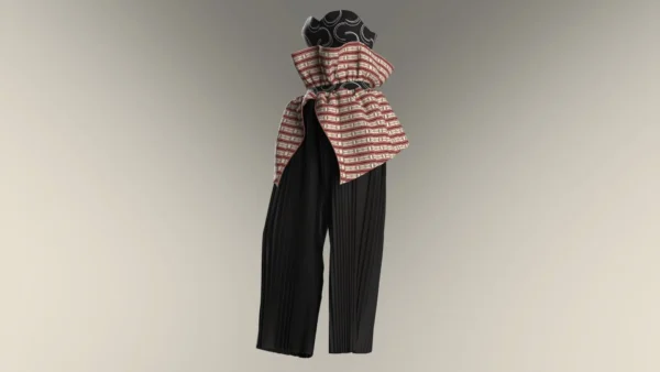 Womens black jumpsuit with an Arabic sadu print_Custom_View_1 جمبسوت أسود نسائي بطبعة السدو العربية