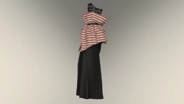 Womens black jumpsuit with an Arabic sadu print_Custom_View_3 جمبسوت أسود نسائي بطبعة السدو العربية