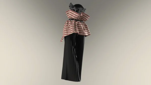 Womens black jumpsuit with an Arabic sadu print_Custom_View_4 جمبسوت أسود نسائي بطبعة السدو العربية