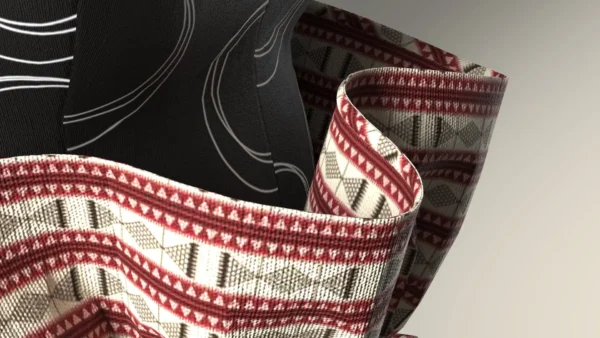 Womens black jumpsuit with an Arabic sadu print_Custom_View_7 جمبسوت أسود نسائي بطبعة السدو العربية