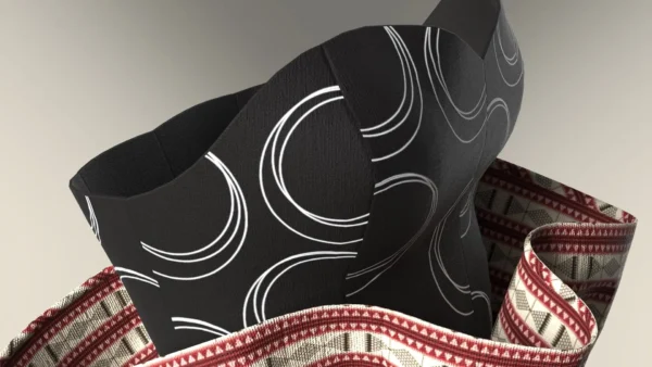 Womens black jumpsuit with an Arabic sadu print_Custom_View_8 جمبسوت أسود نسائي بطبعة السدو العربية