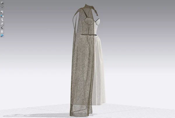 فستان نسائي أخضر مع وشاح بني