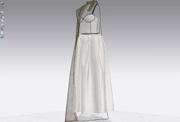 فستان نسائي أخضر مع وشاح بني