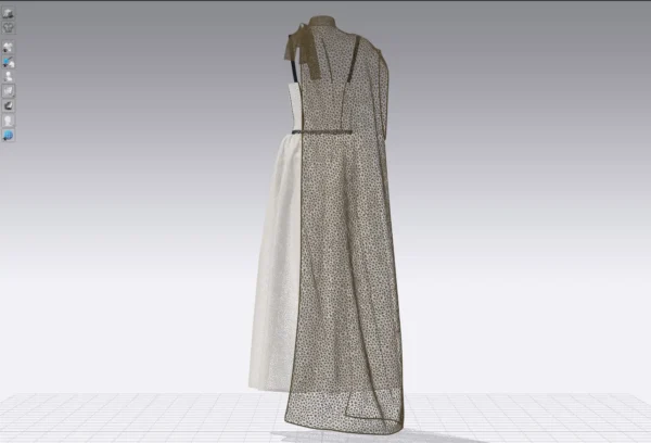 فستان نسائي أخضر مع وشاح بني