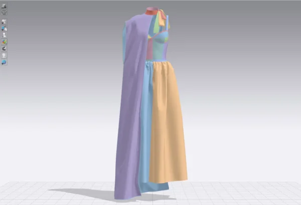 فستان نسائي أخضر مع وشاح بني