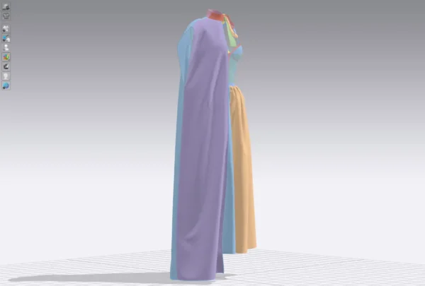 فستان نسائي أخضر مع وشاح بني