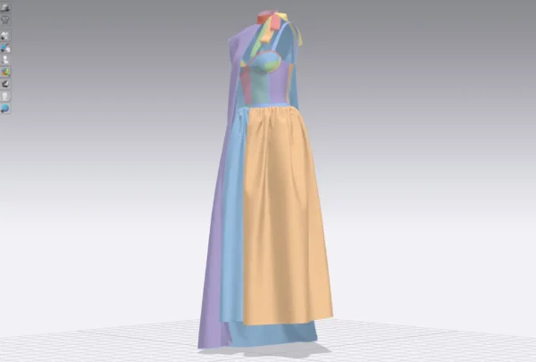 فستان نسائي أخضر مع وشاح بني