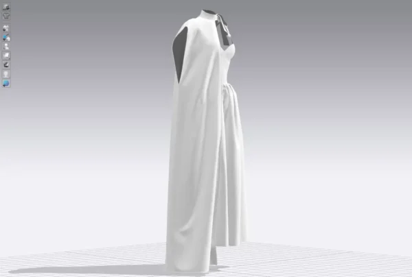 فستان نسائي أخضر مع وشاح بني