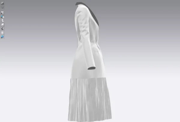 Yellow and white dress with half jacket_Custom_View_11 فستان أصفر وأبيض مع نصف سترة