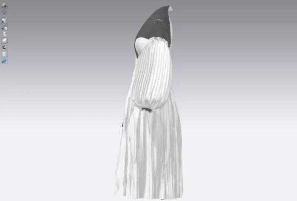 Yellow and white dress with half jacket_Custom_View_12 فستان أصفر وأبيض مع نصف سترة