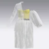 Yellow and white dress with half jacket_Custom_View_14 فستان أصفر وأبيض مع نصف سترة