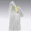 Yellow and white dress with half jacket_Custom_View_15 فستان أصفر وأبيض مع نصف سترة