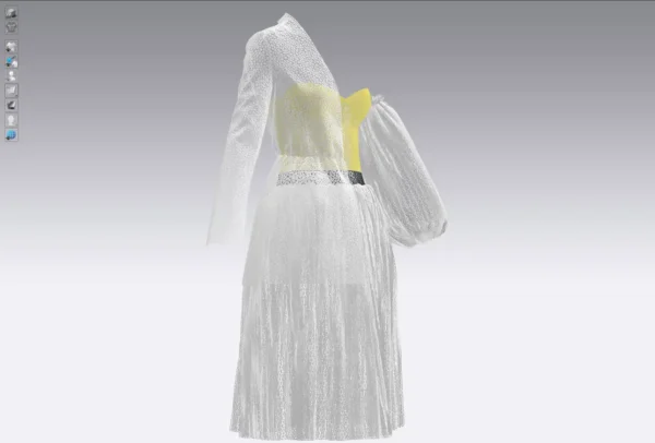 Yellow and white dress with half jacket_Custom_View_15 فستان أصفر وأبيض مع نصف سترة