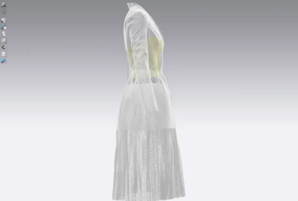 Yellow and white dress with half jacket_Custom_View_17 فستان أصفر وأبيض مع نصف سترة