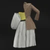 Yellow and white dress with half jacket_Custom_View_2 فستان أصفر وأبيض مع نصف سترة
