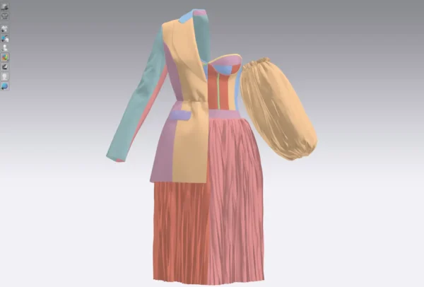 Yellow and white dress with half jacket_Custom_View_20 فستان أصفر وأبيض مع نصف سترة