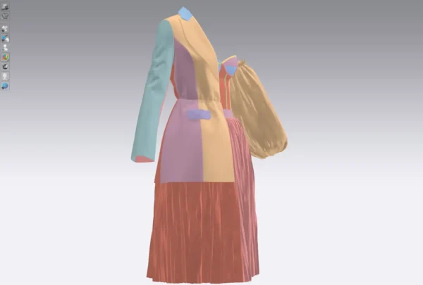 Yellow and white dress with half jacket_Custom_View_21 فستان أصفر وأبيض مع نصف سترة