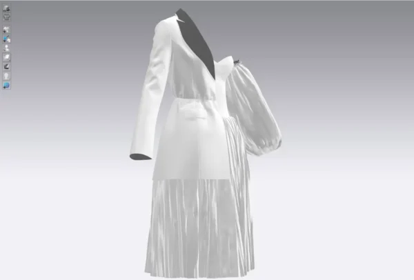 Yellow and white dress with half jacket_Custom_View_9 فستان أصفر وأبيض مع نصف سترة