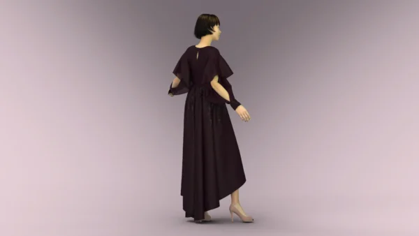 Burgundy Jeweled Evening Dress With Lace_12 فستان سهرة عنابي مرصع بالجواهر مع دانتيل