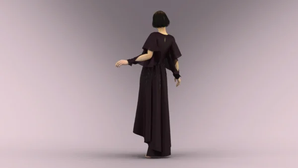 Burgundy Jeweled Evening Dress With Lace_15 فستان سهرة عنابي مرصع بالجواهر مع دانتيل