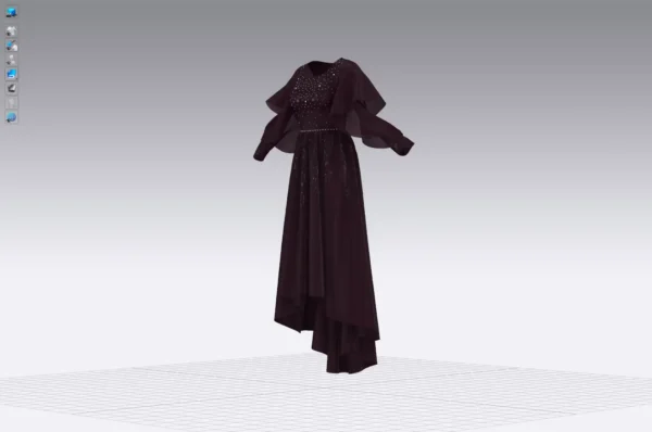 Burgundy Jeweled Evening Dress With Lace_17 فستان سهرة عنابي مرصع بالجواهر مع دانتيل