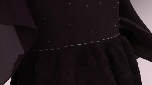 Burgundy Jeweled Evening Dress With Lace_2 فستان سهرة عنابي مرصع بالجواهر مع دانتيل