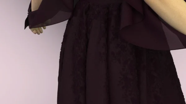 Burgundy Jeweled Evening Dress With Lace_4 فستان سهرة عنابي مرصع بالجواهر مع دانتيل