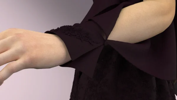 Burgundy Jeweled Evening Dress With Lace_6 فستان سهرة عنابي مرصع بالجواهر مع دانتيل