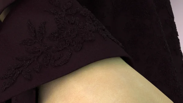 Burgundy Jeweled Evening Dress With Lace_8 فستان سهرة عنابي مرصع بالجواهر مع دانتيل